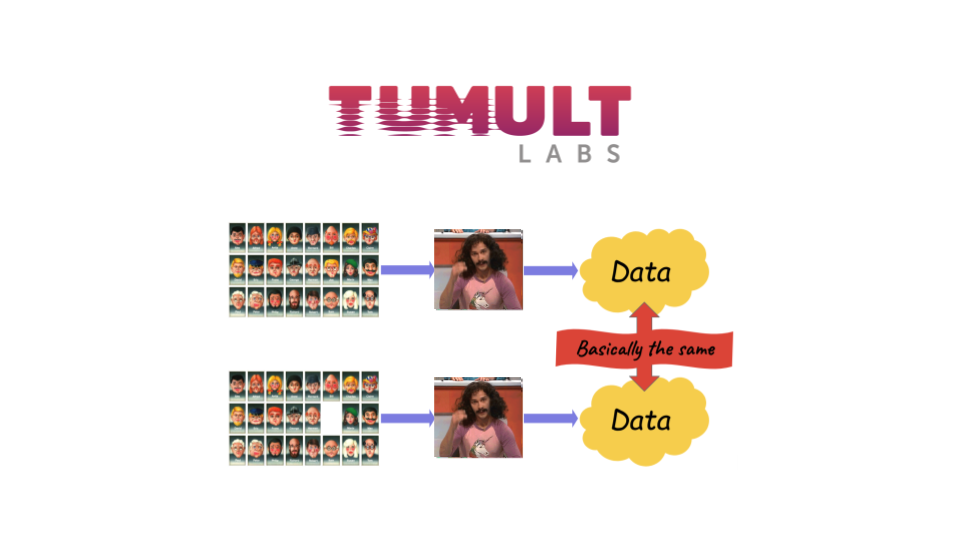 A slide containing only the Tumult Labs logo and the diagram representing
differential privacy.