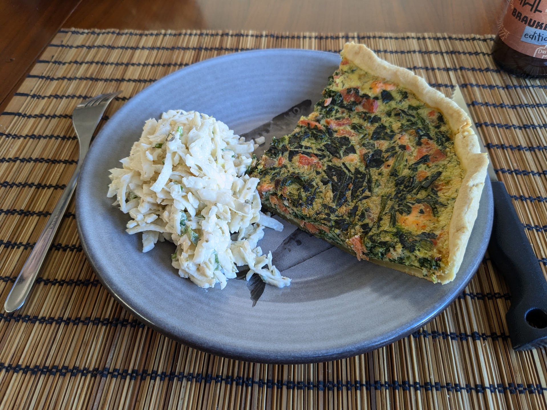 Céleri rémoulade et quiche saumon-épinards